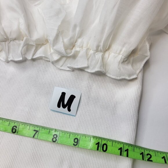 WHITE Cotton Silk Light Frilly Long Sleeve Top VARIOUS SIZES S M L - Picture 14 of 16